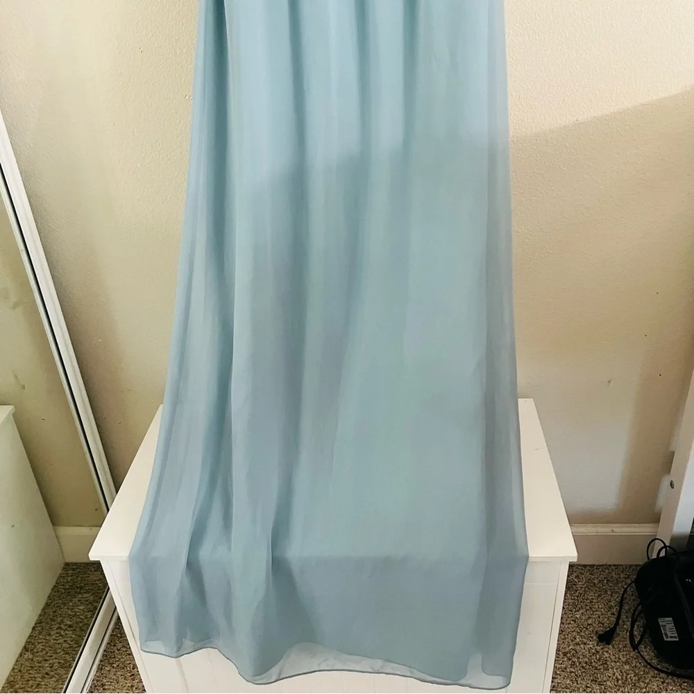 Ceremony by Joanna August Women's Slate Blue Chiffon Maggie Dress Long Med NWT